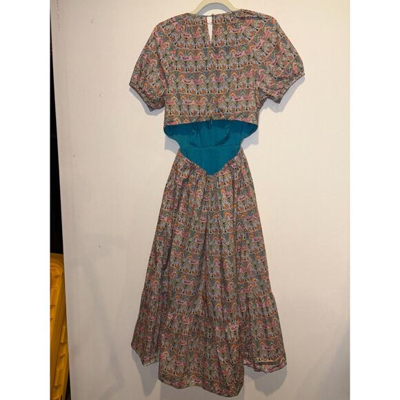 J. Crew Liberty Giorgia Duke Print Side Cut Out Organic Cotton Dress, Size 6 - Picture 3 of 6